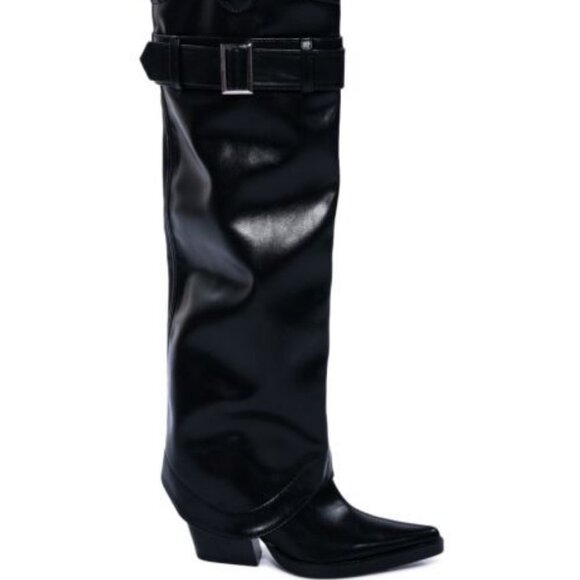 AZALEA WANG " RODEO BANDIT " 2 IN 1 BOOT IN BLACK  ( BRAND NEW !!!!!! ) - Picture 1 of 10